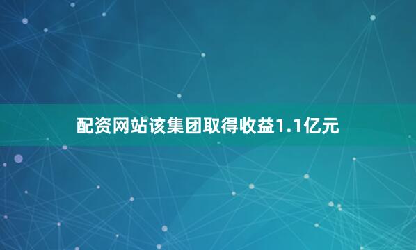 配资网站该集团取得收益1.1亿元